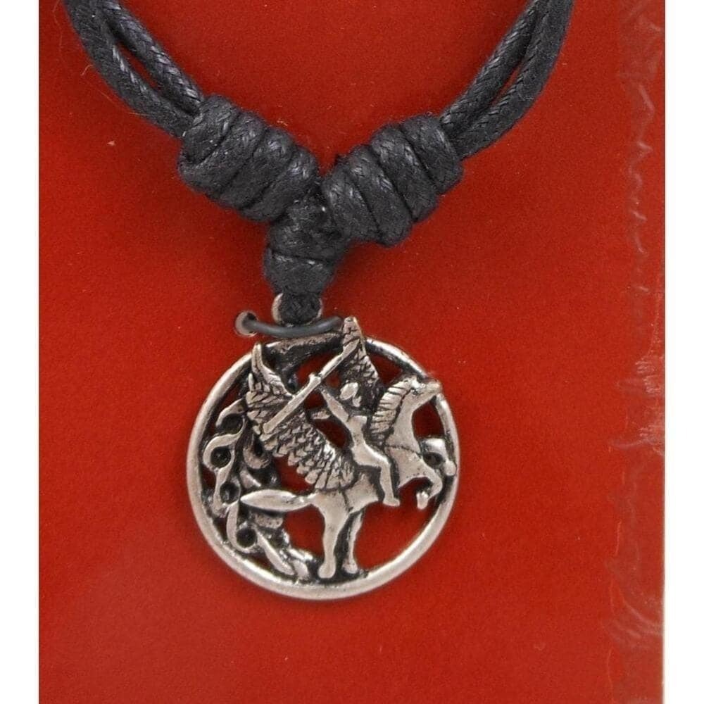Vintage 1990's Celtic Vision Sacred Symbols Pegasus Warrior Woman Charm Necklace